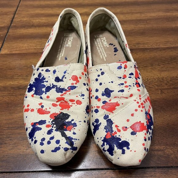 Paint Splatter TOMS Canvas Slip-On Shoes Size 7.5 Women’s - Picture 6 of 8
